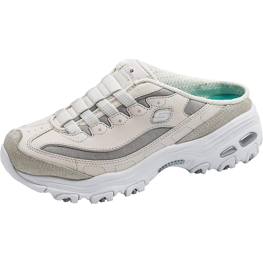 imageSkechers Sport Womens DLites SlipOn Mule SneakerWhiteVaporSilver