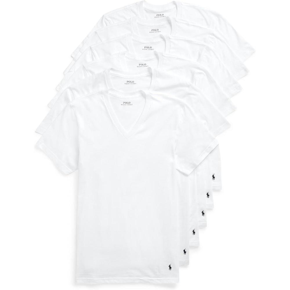 imagePOLO RALPH LAUREN Mens Classic Fit VNecks6 WhiteCruise Navy Pp