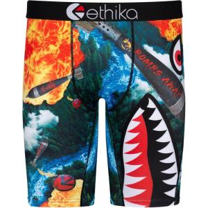 Ethika Men’s Boxer Brief, Knee Length, 4-Way Stretch Performance Underwear with Graphic Prints – BMR 3D(Bmr Bombs Away)