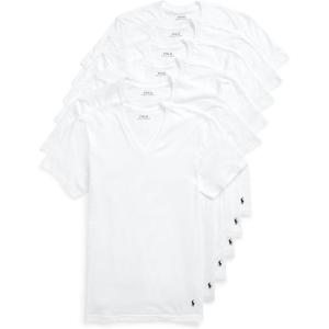 POLO RALPH LAUREN Men’s Classic Fit V-Necks(6 White/Cruise Navy Pp)