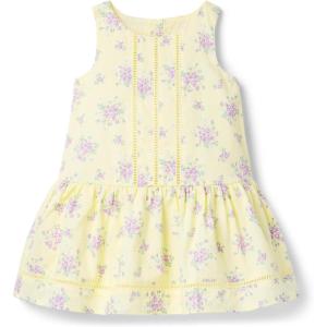 Janie and Jack Girls’ Floral Ottoman Dress (Toddler/Little Big Kid)(Yellow)