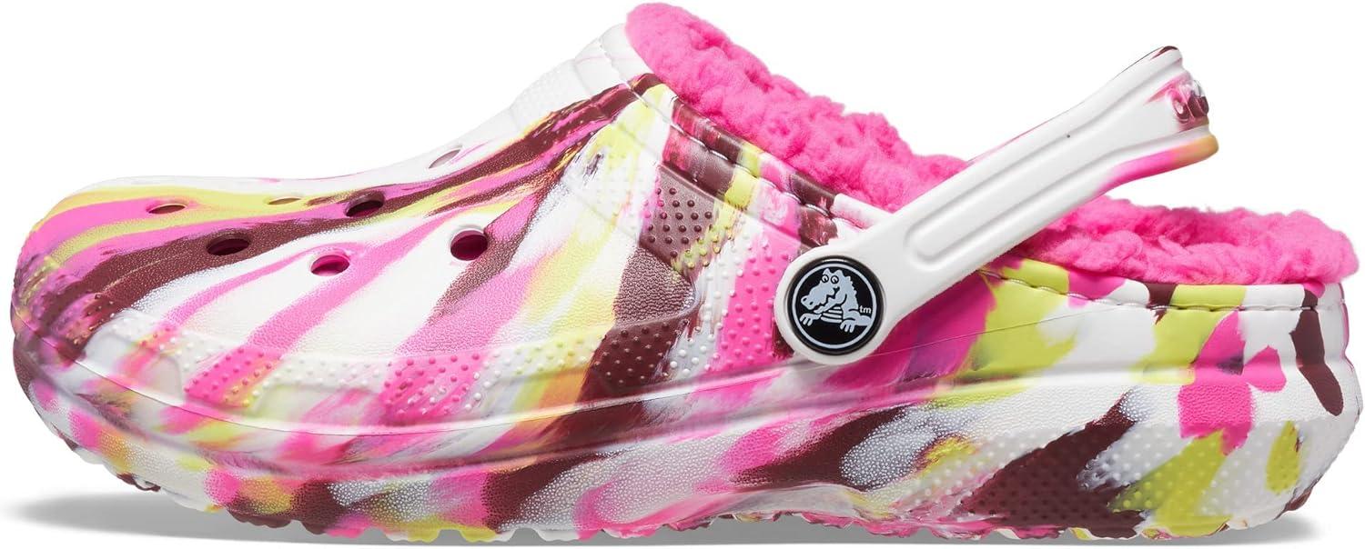 imageCrocs Kids Classic Lined ClogsElectric PinkMulti Marbled Tiedye