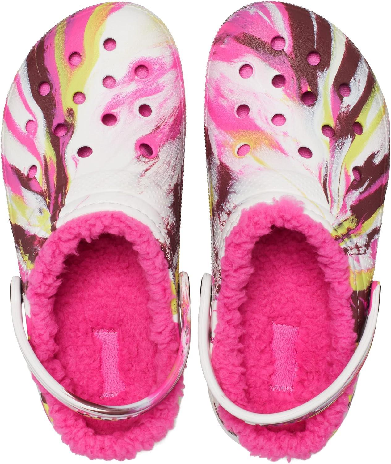 imageCrocs Kids Classic Lined ClogsElectric PinkMulti Marbled Tiedye