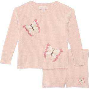 Barefoot Dreams Girls’ CozyChic Ultra Lite Butterfly Set(Toddler)(Dusty Rose)