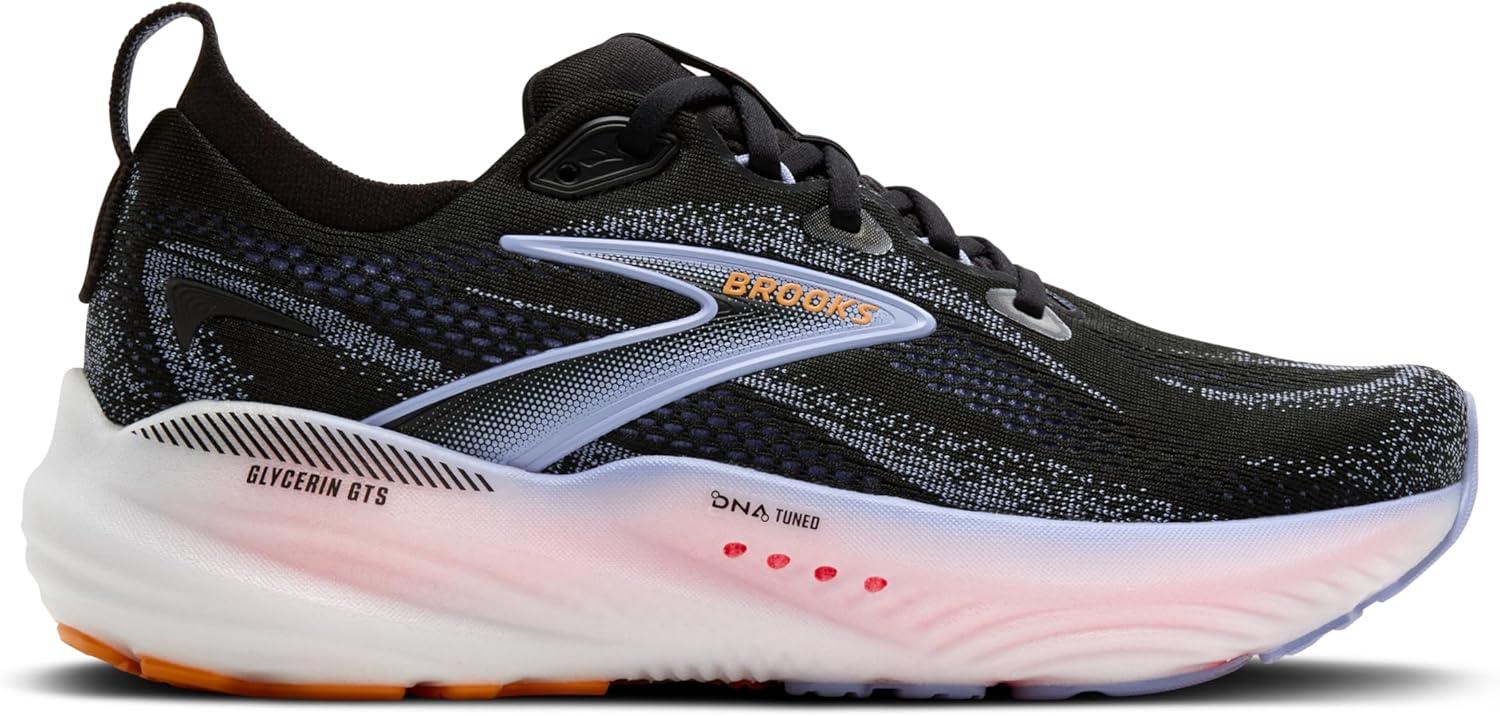 imageBrooks Womens Glycerin GTS 22 Supportive Running ShoeBlackBlue HeronOrange