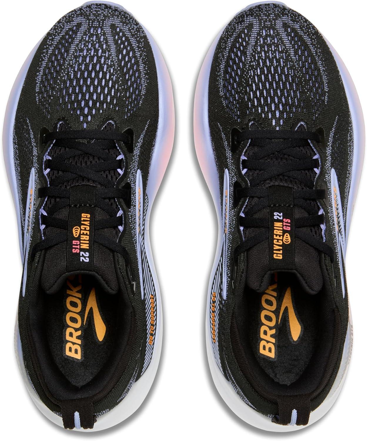 imageBrooks Womens Glycerin GTS 22 Supportive Running ShoeBlackBlue HeronOrange