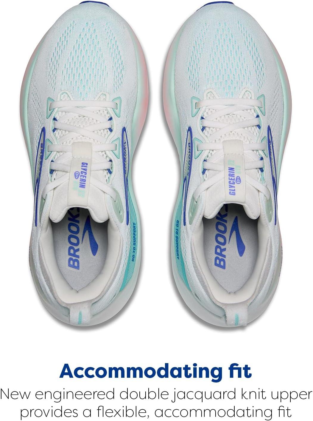 imageBrooks Womens Glycerin GTS 22 Supportive Running ShoeWhiteLimpet ShellAmparo Blue