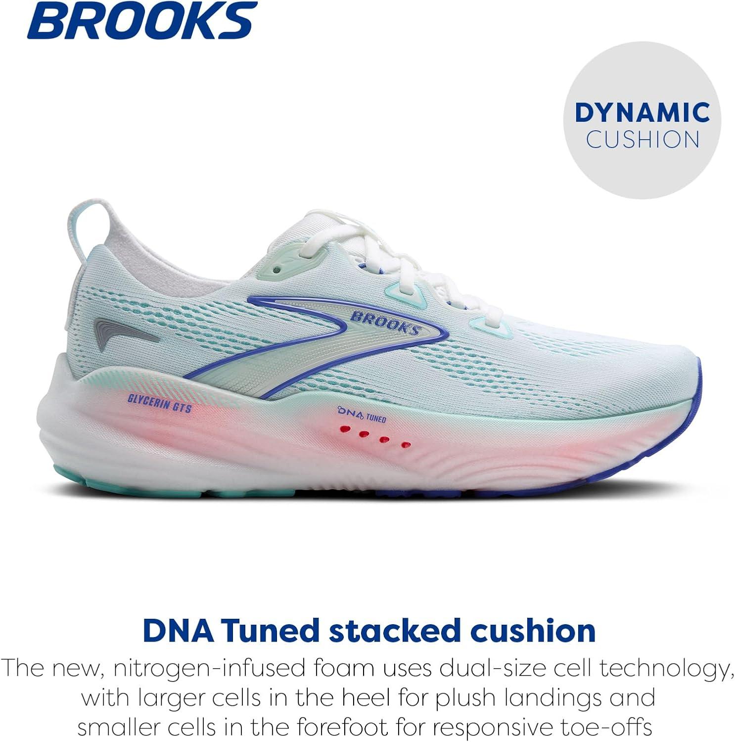 imageBrooks Womens Glycerin GTS 22 Supportive Running ShoeWhiteLimpet ShellAmparo Blue