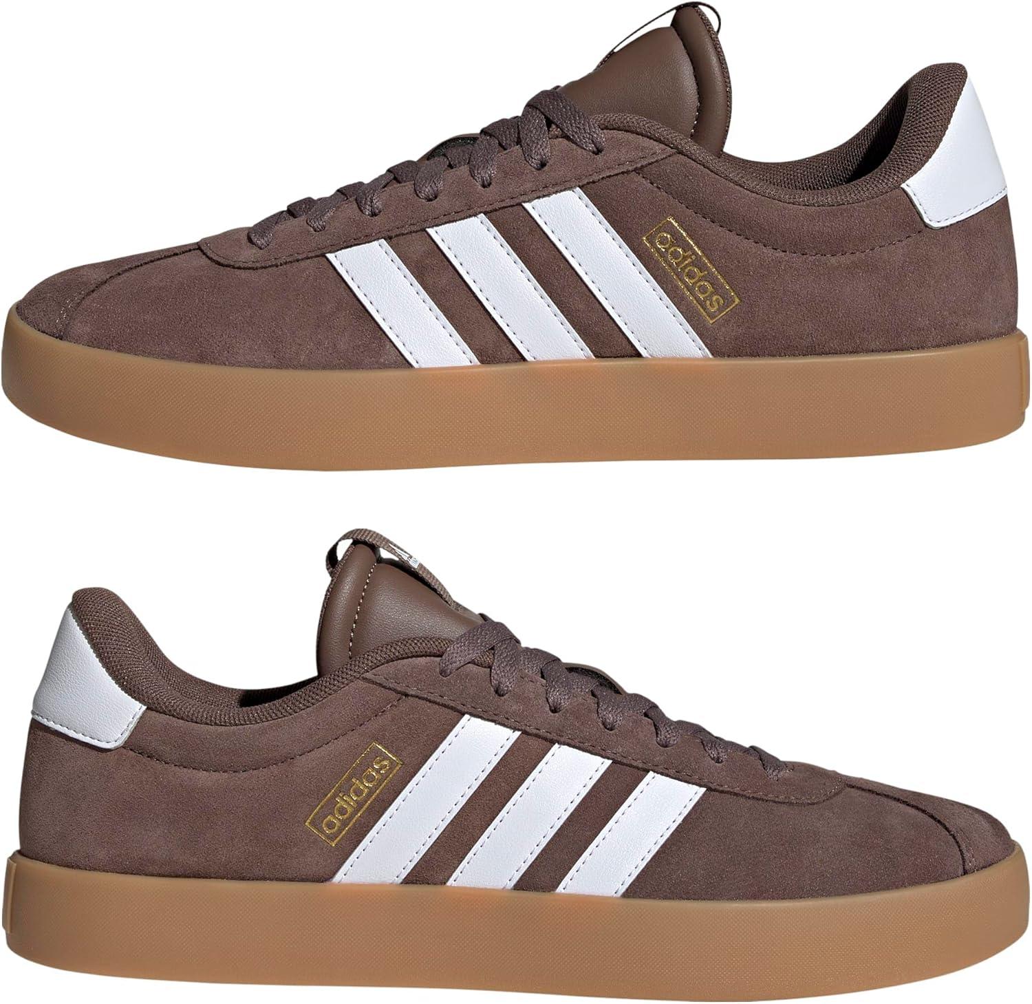 imageadidas Mens VL Court 30 ShoeEarth StrataWhiteGold Metallic