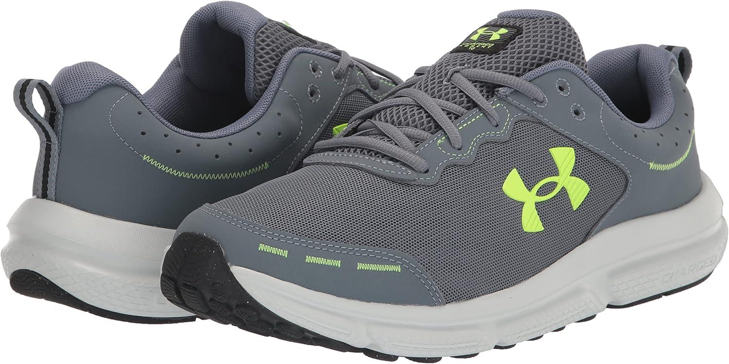 imageUnder Armour Mens Charged Assert 10 Shoes101 GravelGravelLime Surge