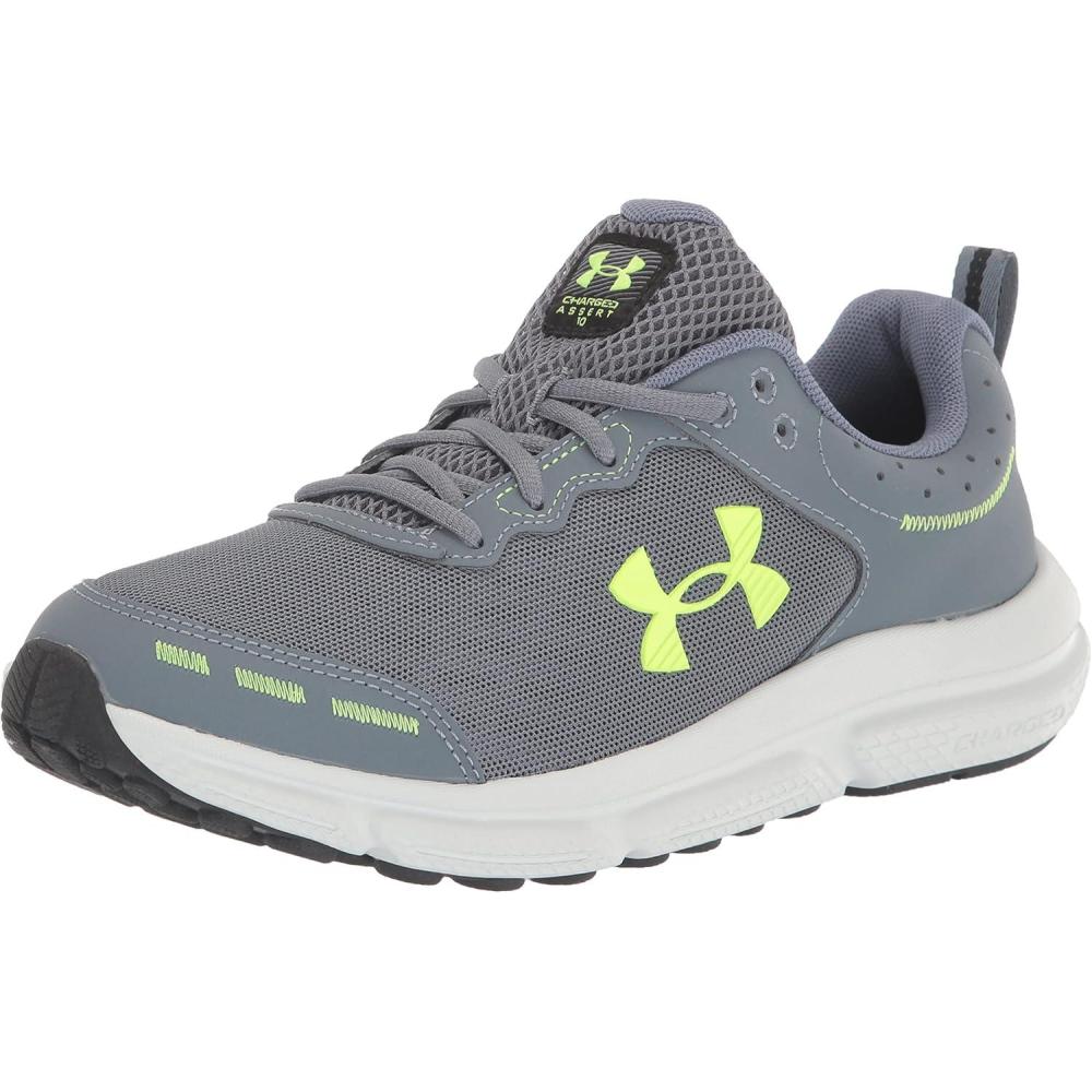 imageUnder Armour Mens Charged Assert 10 Shoes100 GravelGravelLime Surge