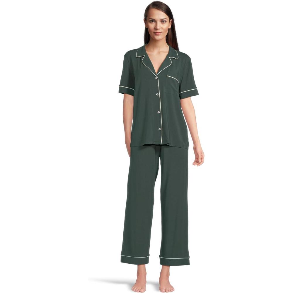 imageEberjey Gisele Short Sleeve Pant PJ SetPineIvory
