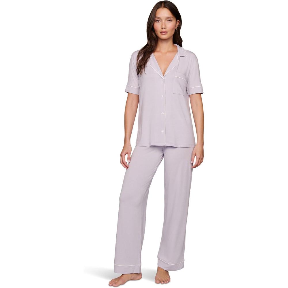imageEberjey Gisele Short Sleeve Pant PJ SetThistleIvory