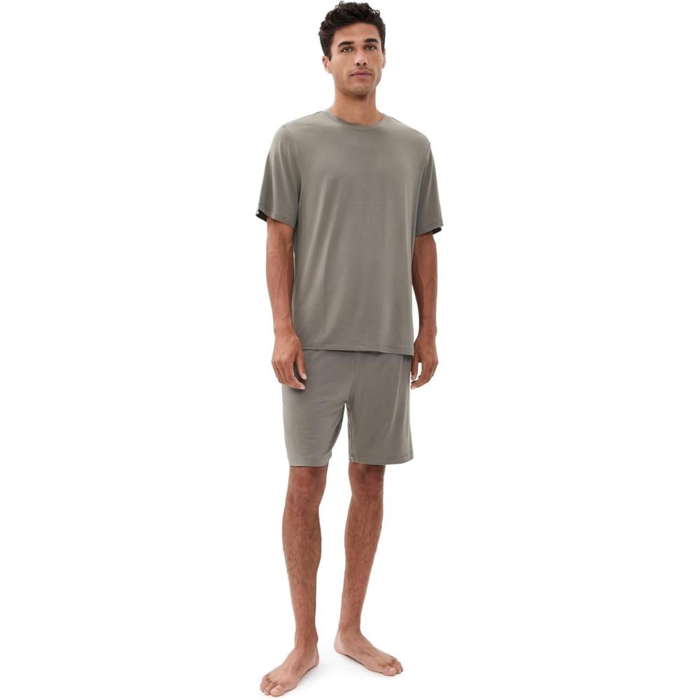 imageEberjey Mens William Modal Long PJ SetSmokey Olive