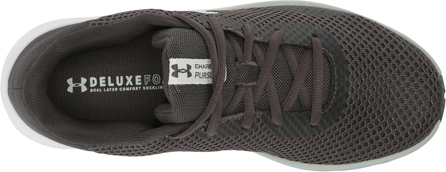imageUnder Armour Womens Charged Pursuit 3Running Shoe100 Jet GrayJet GrayIllusion Green