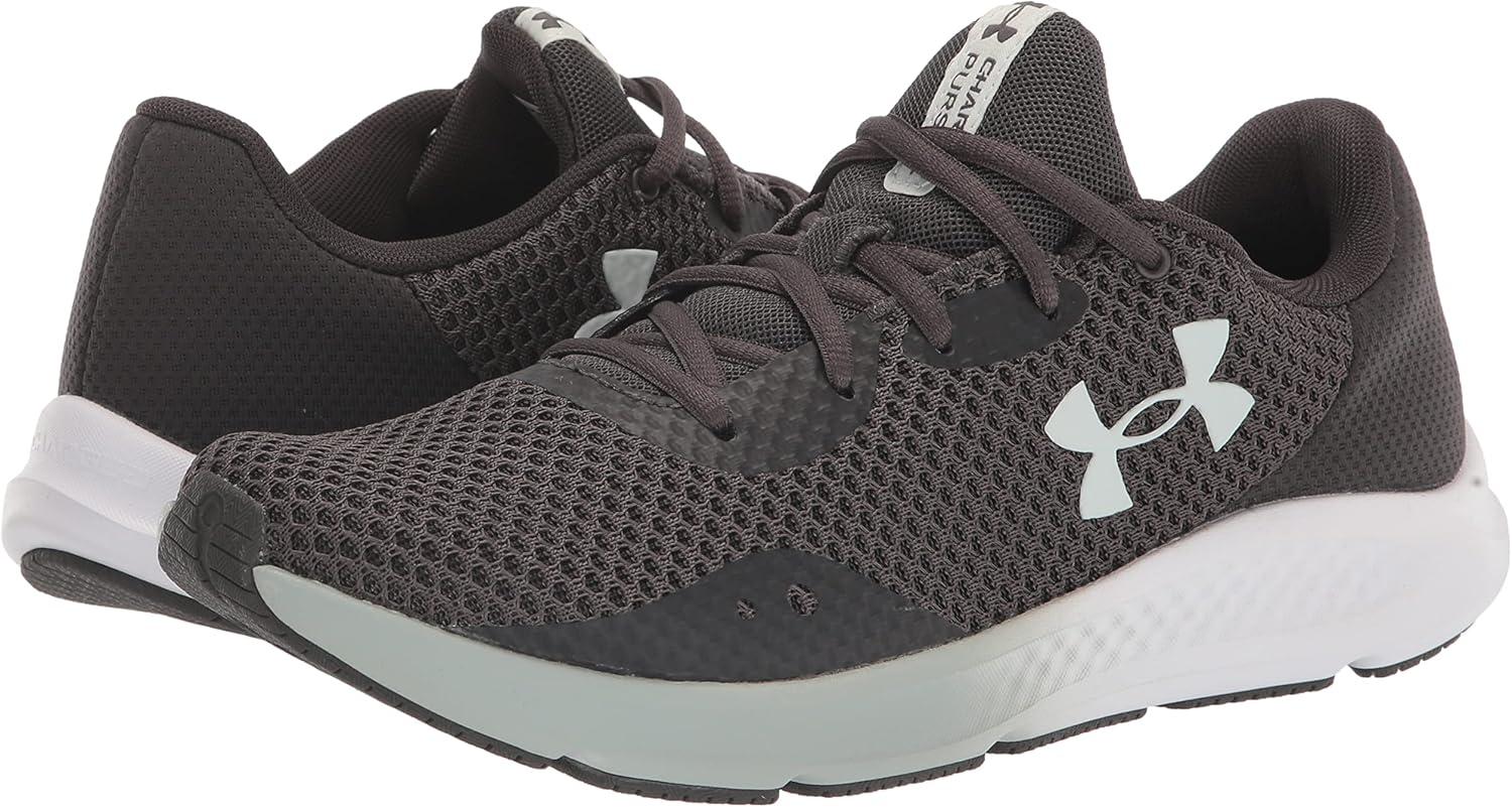 imageUnder Armour Womens Charged Pursuit 3Running Shoe100 Jet GrayJet GrayIllusion Green