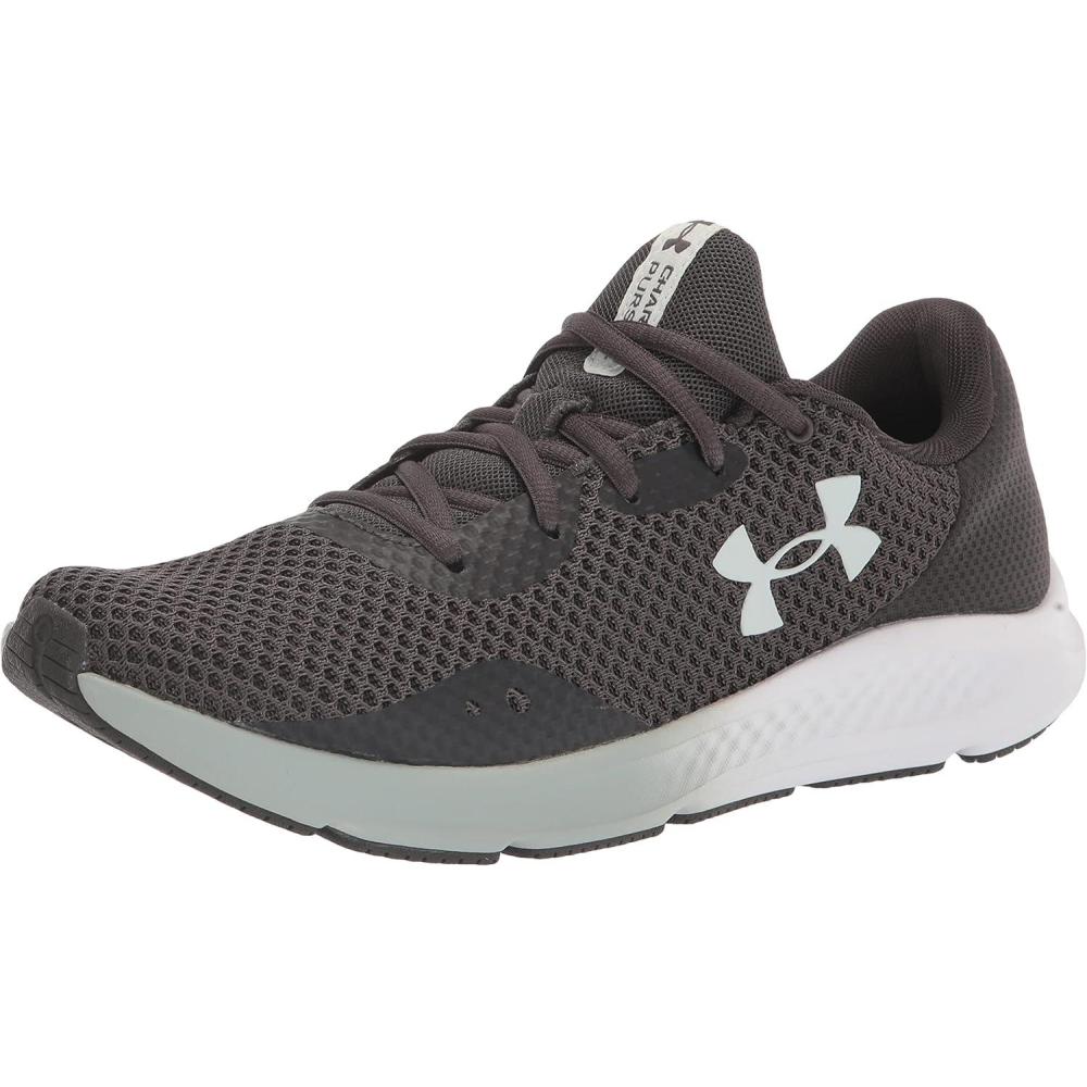 imageUnder Armour Womens Charged Pursuit 3Running Shoe100 Jet GrayJet GrayIllusion Green