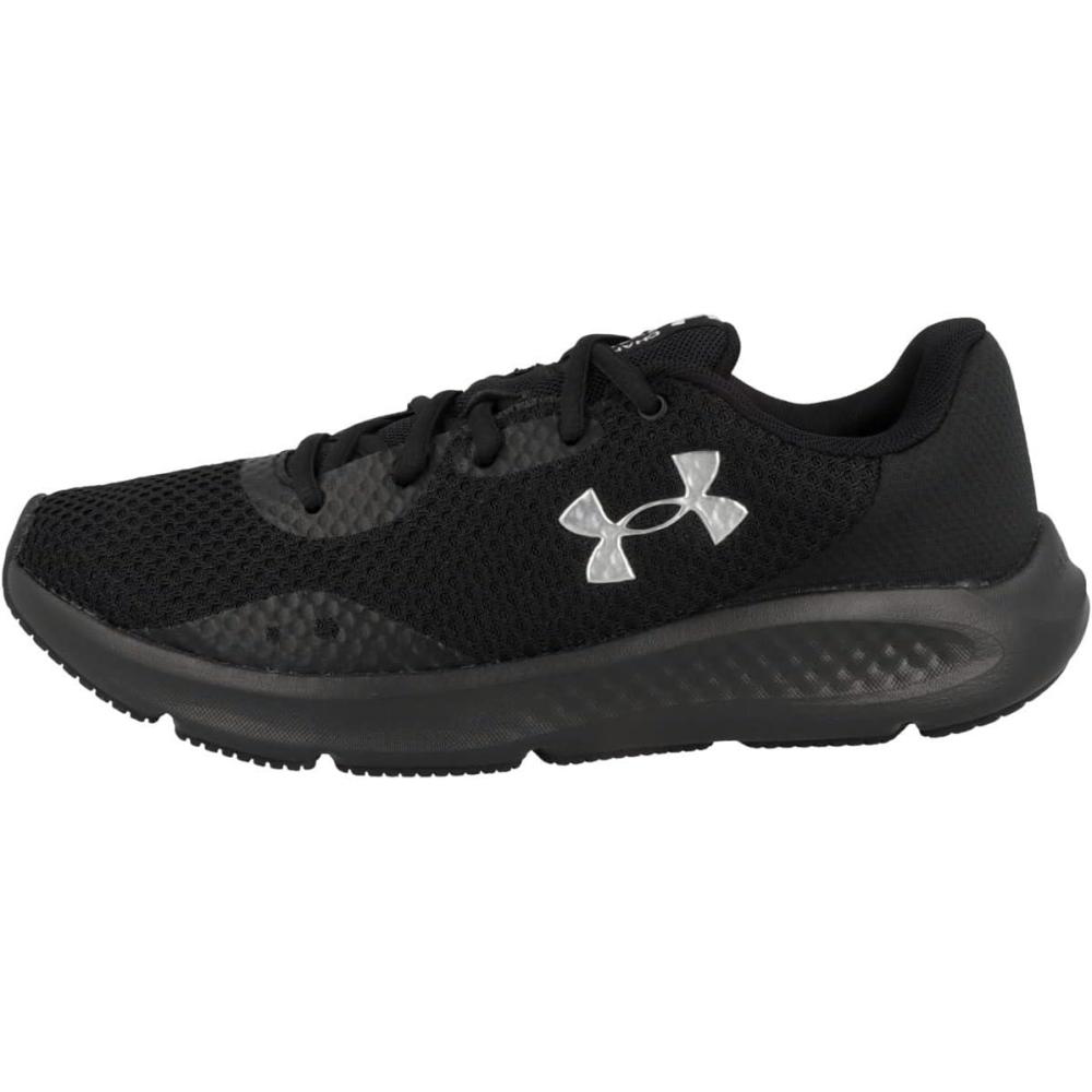 imageUnder Armour Womens Charged Pursuit 3Running ShoeBlackBlackMetallic Silver