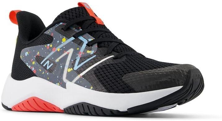 imageNew Balance Kids Rave Run V2 LaceUp Running ShoesBlackBlast RedTeam Sky Blue
