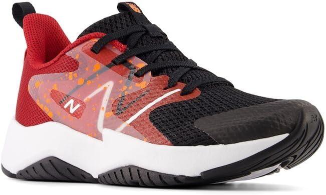 imageNew Balance Kids Rave Run V2 LaceUp Running ShoesBlackTrue RedBlaze Orange