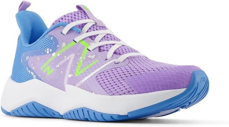 imageNew Balance Kids Rave Run V2 LaceUp Running ShoesLilac GloSky BluePixel Green