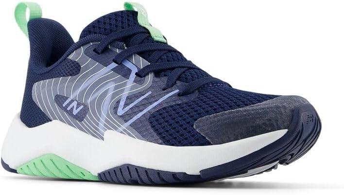 imageNew Balance Kids Rave Run V2 LaceUp Running ShoesNb NavyElectric SkySweetgrass