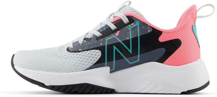 imageNew Balance Kids Rave Run V2 LaceUp Running ShoesQuartz GreyUltra PinkCyber Jade