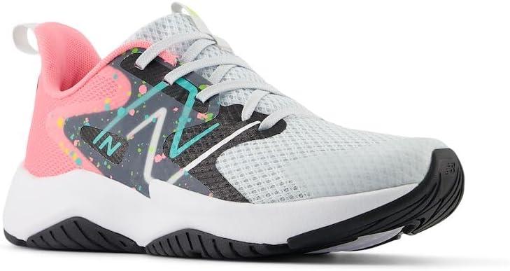 imageNew Balance Kids Rave Run V2 LaceUp Running ShoesQuartz GreyUltra PinkCyber Jade