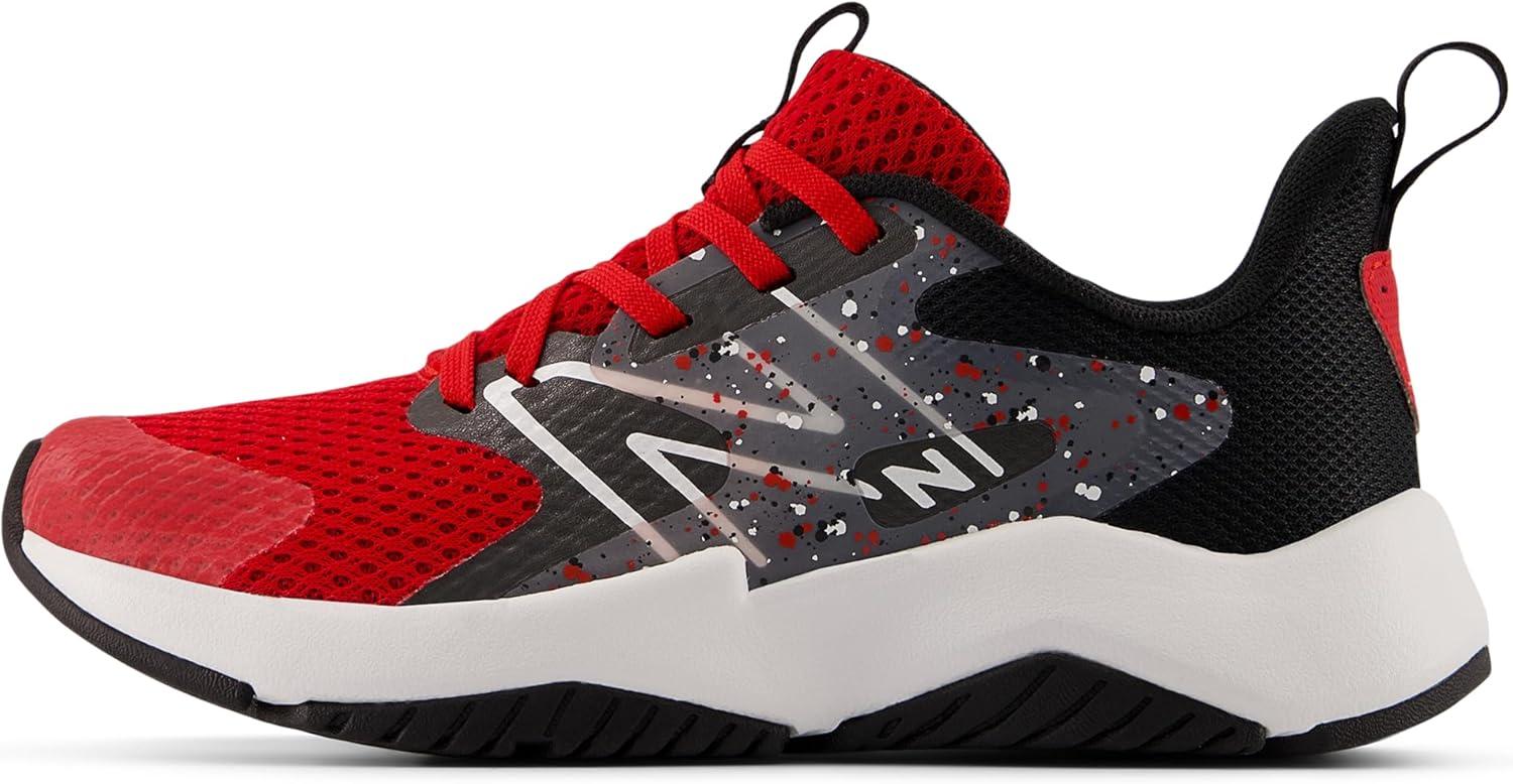 imageNew Balance Kids Rave Run V2 LaceUp Running ShoesTeam RedBlackBlack Cement
