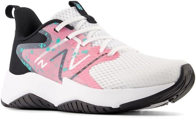imageNew Balance Kids Rave Run V2 LaceUp Running ShoesWhiteReal PinkBlack