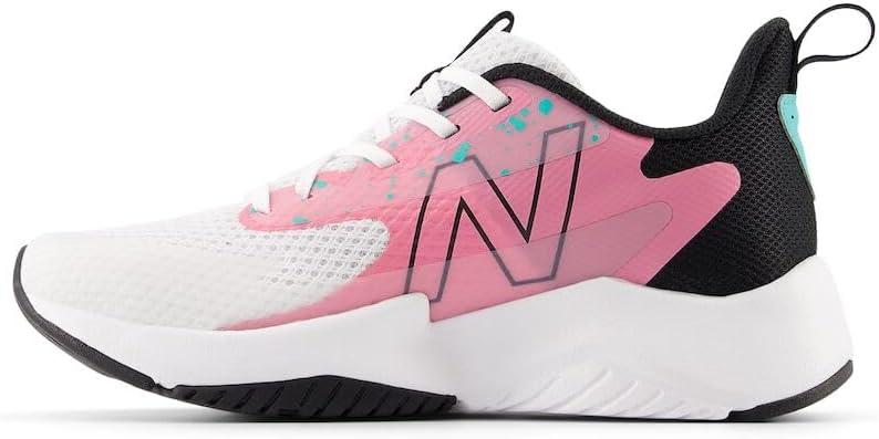 imageNew Balance Kids Rave Run V2 LaceUp Running ShoesWhiteReal PinkBlack
