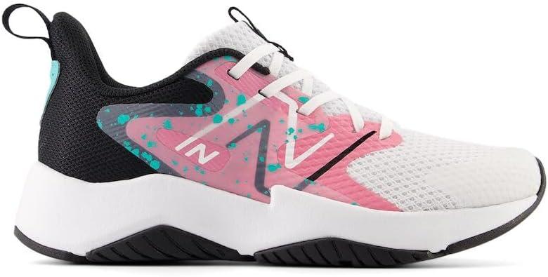 imageNew Balance Kids Rave Run V2 LaceUp Running ShoesWhiteReal PinkBlack
