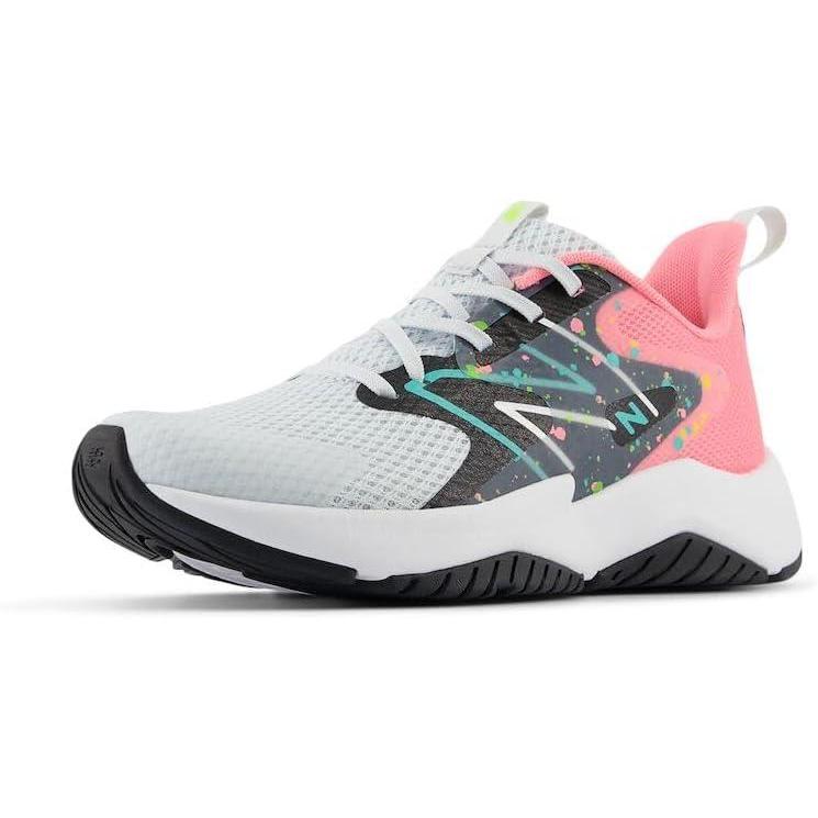 imageNew Balance Kids Rave Run V2 LaceUp Running ShoesQuartz GreyUltra PinkCyber Jade