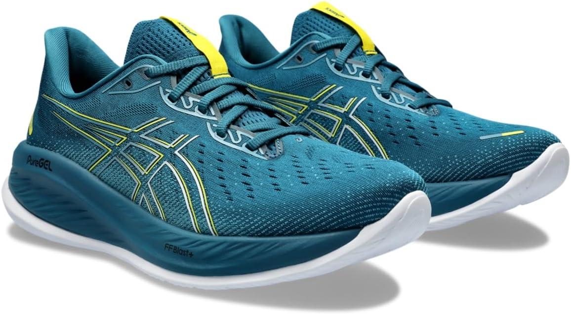 imageASICS Mens GelCumulus 26 Running ShoeEvening TealBright Yellow