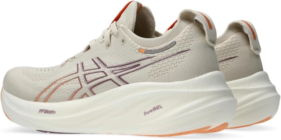 imageASICS Womens GelNimbus 26 Running ShoeOatmealFaded Orange
