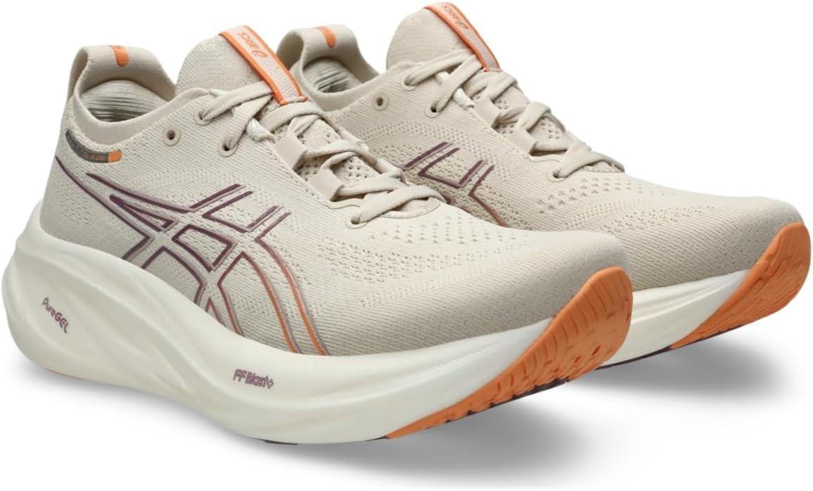 imageASICS Womens GelNimbus 26 Running ShoeOatmealFaded Orange