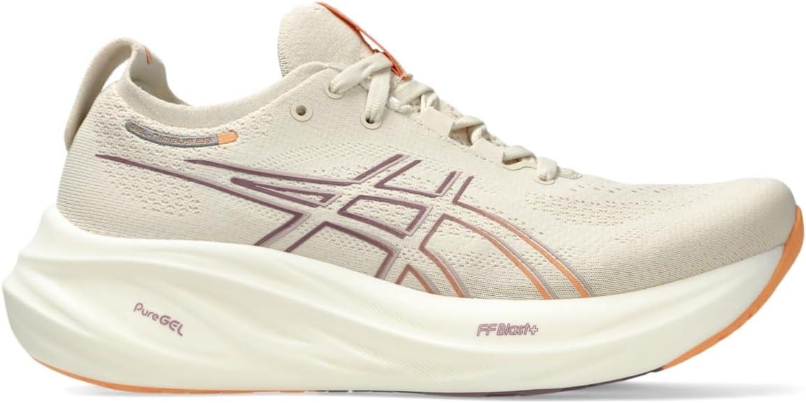 imageASICS Womens GelNimbus 26 Running ShoeOatmealFaded Orange