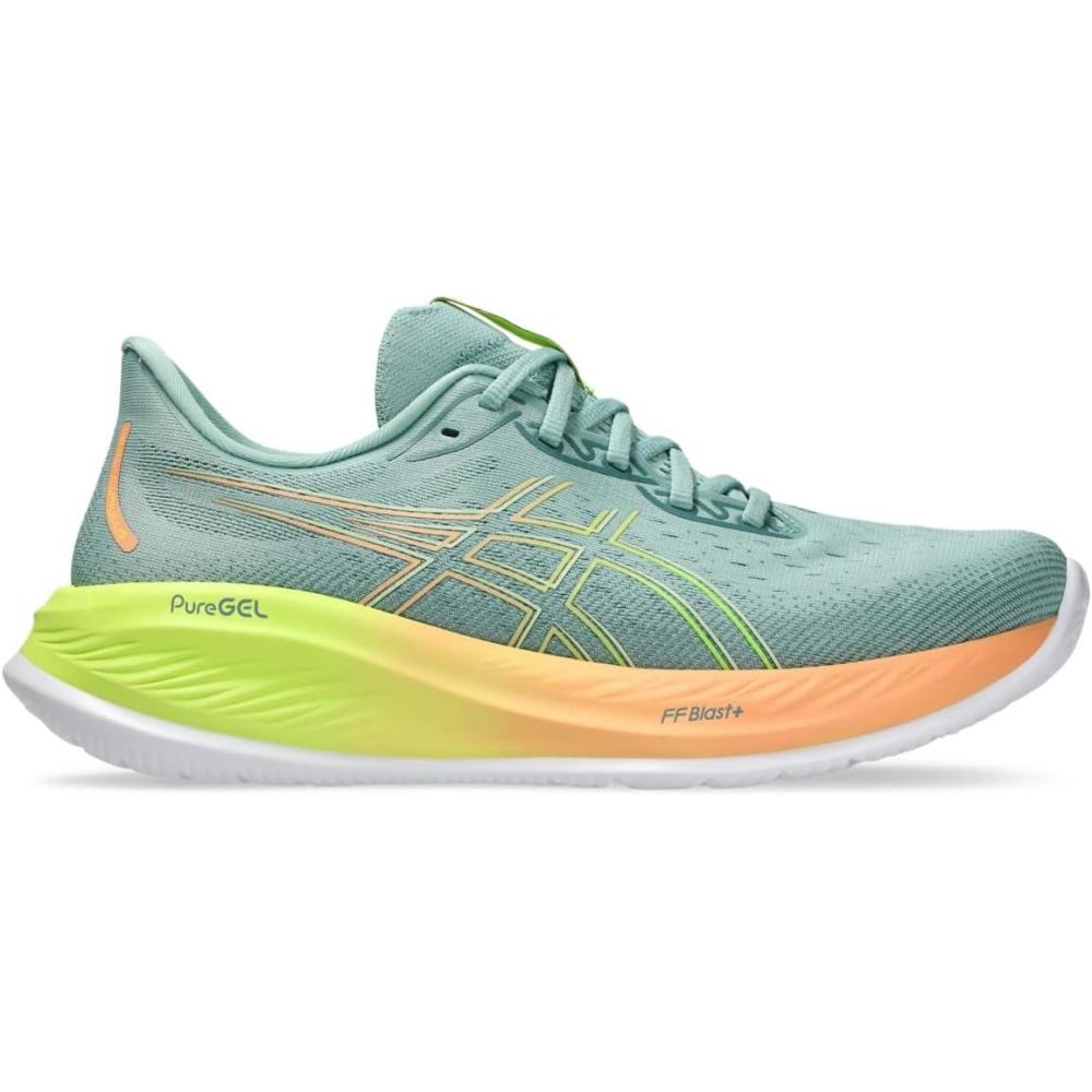 imageASICS Mens GelCumulus 26 Running ShoeLight CeladonSafety Yellow
