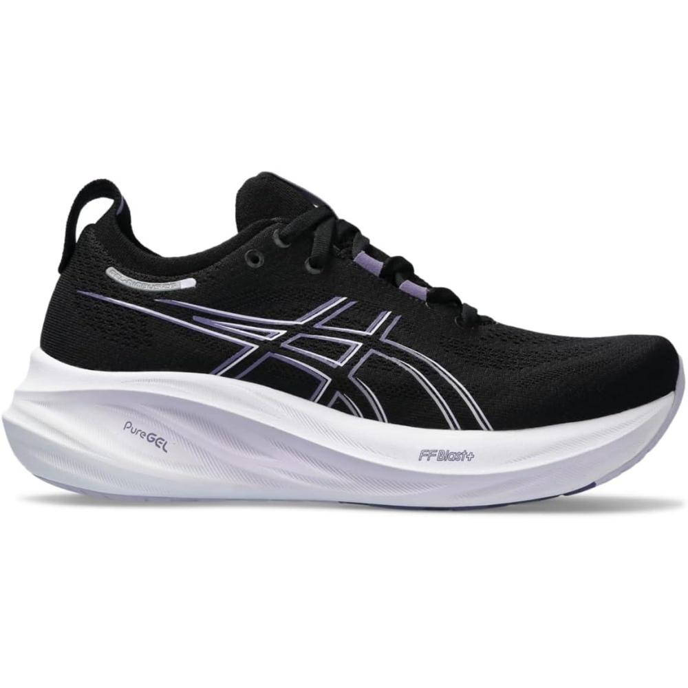 imageASICS Womens GelNimbus 26 Running ShoeBlackDusty Purple