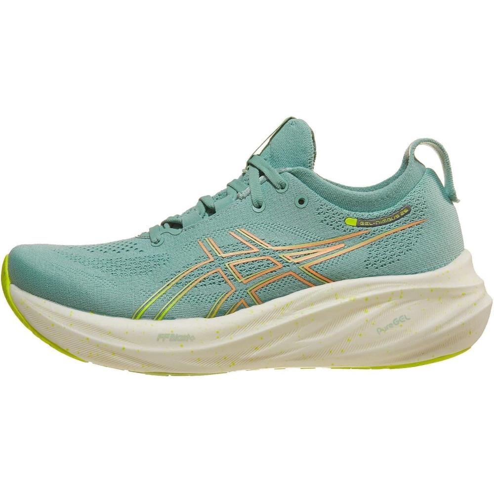 imageASICS Womens GelNimbus 26 Running ShoeLight CeladonSafety Yellow