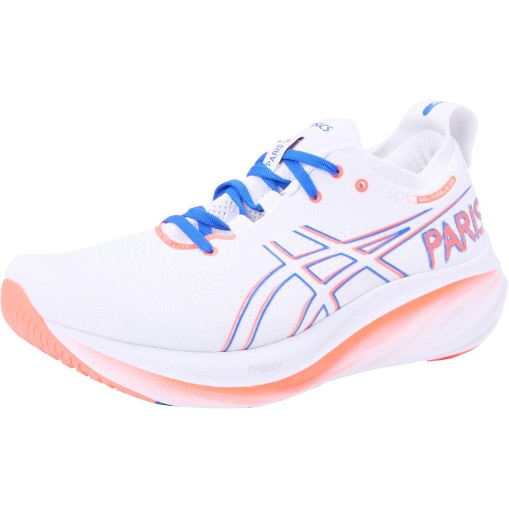 imageASICS Womens GelNimbus 26 Running ShoeWhite Sunrise Red