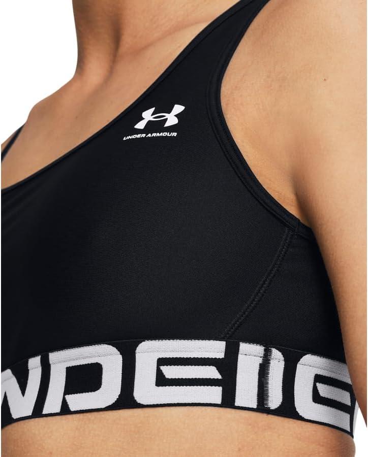 image:imageUnder Armour Womens HeatGear Authentics Mid Impact Branded Sports BraBlackWhite