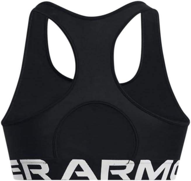 image:imageUnder Armour Womens HeatGear Authentics Mid Impact Branded Sports BraBlackWhite
