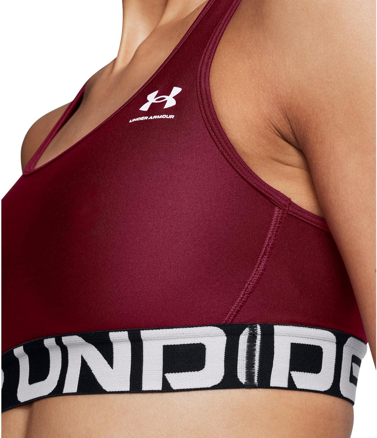 image:imageUnder Armour Womens HeatGear Authentics Mid Impact Branded Sports BraCardinalwhite