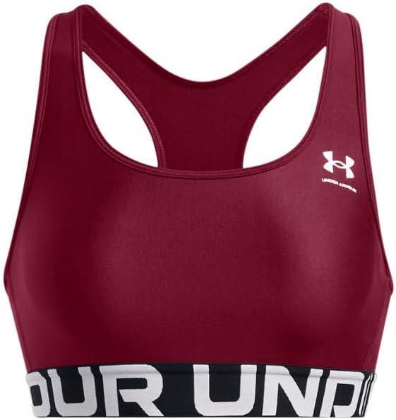 image:imageUnder Armour Womens HeatGear Authentics Mid Impact Branded Sports BraCardinalwhite