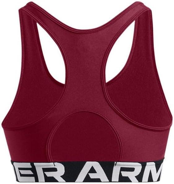 image:imageUnder Armour Womens HeatGear Authentics Mid Impact Branded Sports BraCardinalwhite