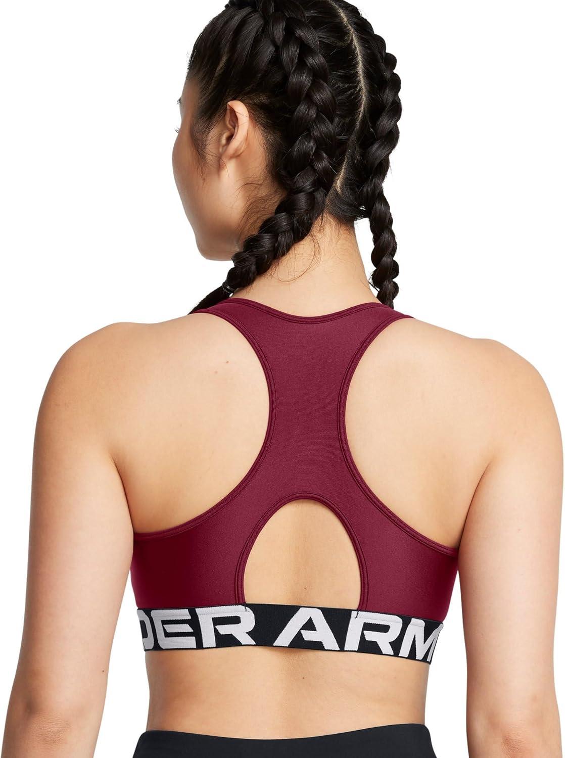 image:imageUnder Armour Womens HeatGear Authentics Mid Impact Branded Sports BraCardinalwhite