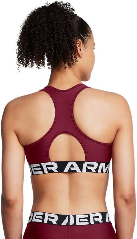 image:imageUnder Armour Womens HeatGear Authentics Mid Impact Branded Sports BraCardinalwhite