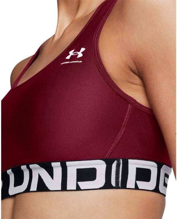 image:imageUnder Armour Womens HeatGear Authentics Mid Impact Branded Sports BraCardinalwhite