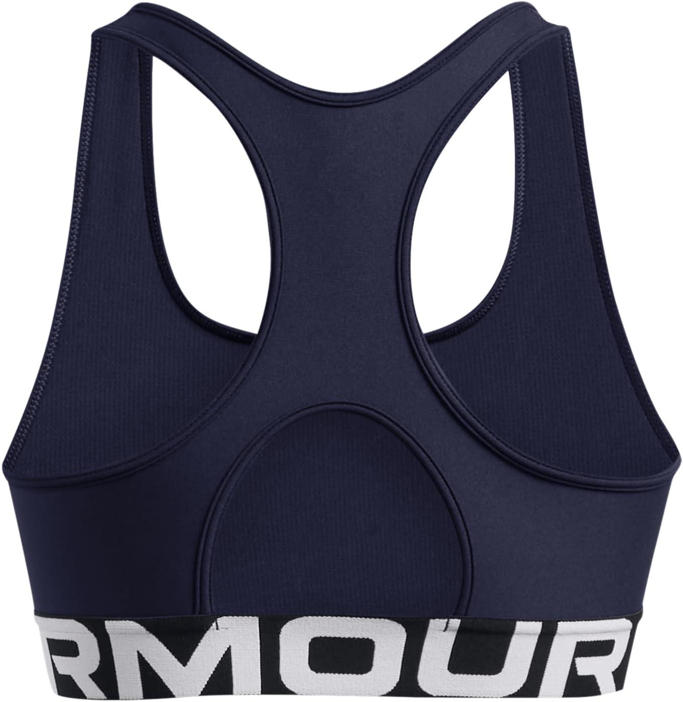 image:imageUnder Armour Womens HeatGear Authentics Mid Impact Branded Sports BraMidnight NavyWhite